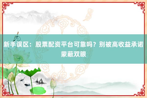 新手误区:股票配资平台可靠吗?别被高收益承诺蒙蔽双眼